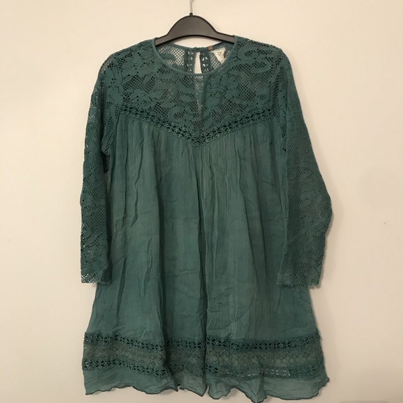 teal lace free people tunic - Picture 1 of 4